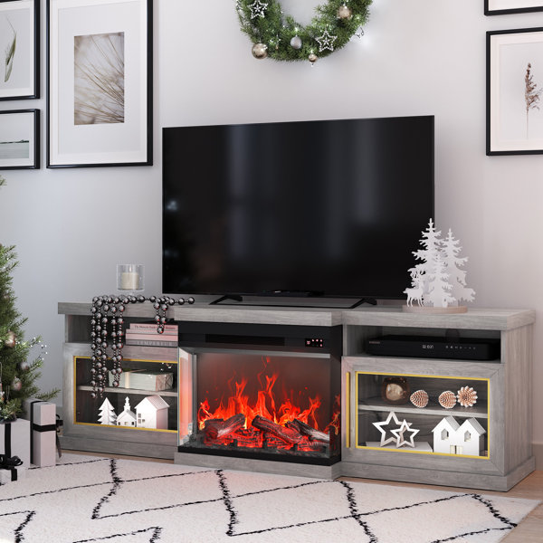 Latitude Run® 67.92'' W Storage Credenza with Electric Fireplace